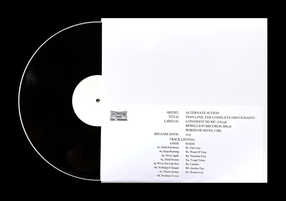 ALTERNATE ACTION - 'Thin Line: The Complete Discography' 12" LP TEST PRESSING (BLACK Vinyl)