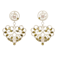 Image 2 of Heart's Desire Earrings, Olive & Peach