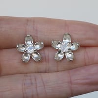 Flower Stud Earrings – Moonstone