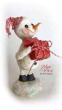Image 2 of 'Peppermint Percy' - Papier-mâché sculpture (18x7cm / 7x2.75")