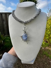 Image 1 of Mirror | Blue Lace Agate Wire Wrapped necklace