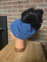Image 1 of Upcycled Pure Cashmere Ponytail Hat - S-L- Ocean Blue