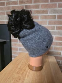 Image 1 of Upcycled Pure Cashmere Ponytail Hat- M-XXL- Slate