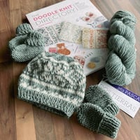 Image 3 of Hand Knitted Fair Isle Infant Hat, Bootie and Mitten Set