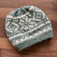 Image 2 of Hand Knitted Fair Isle Infant Hat, Bootie and Mitten Set