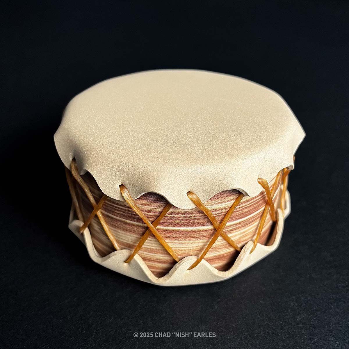 Image of Drum Ornament - Tan/Woodgrain