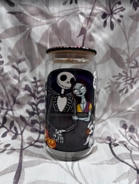 Image 1 of  Jack and Sally Haunted | Glass Cup