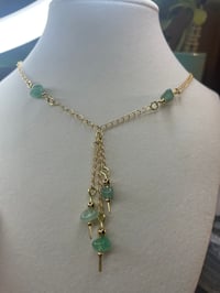 Image 1 of Green aventurine 18k gold plated chain