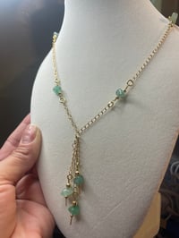Image 2 of Green aventurine 18k gold plated chain