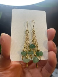 Image 3 of 18k gold plated green aventurine drop earrings 