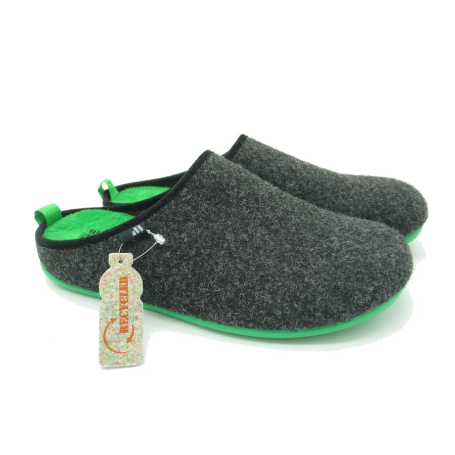 Image of Baiji Recycled Slipper - Anthracite / Green