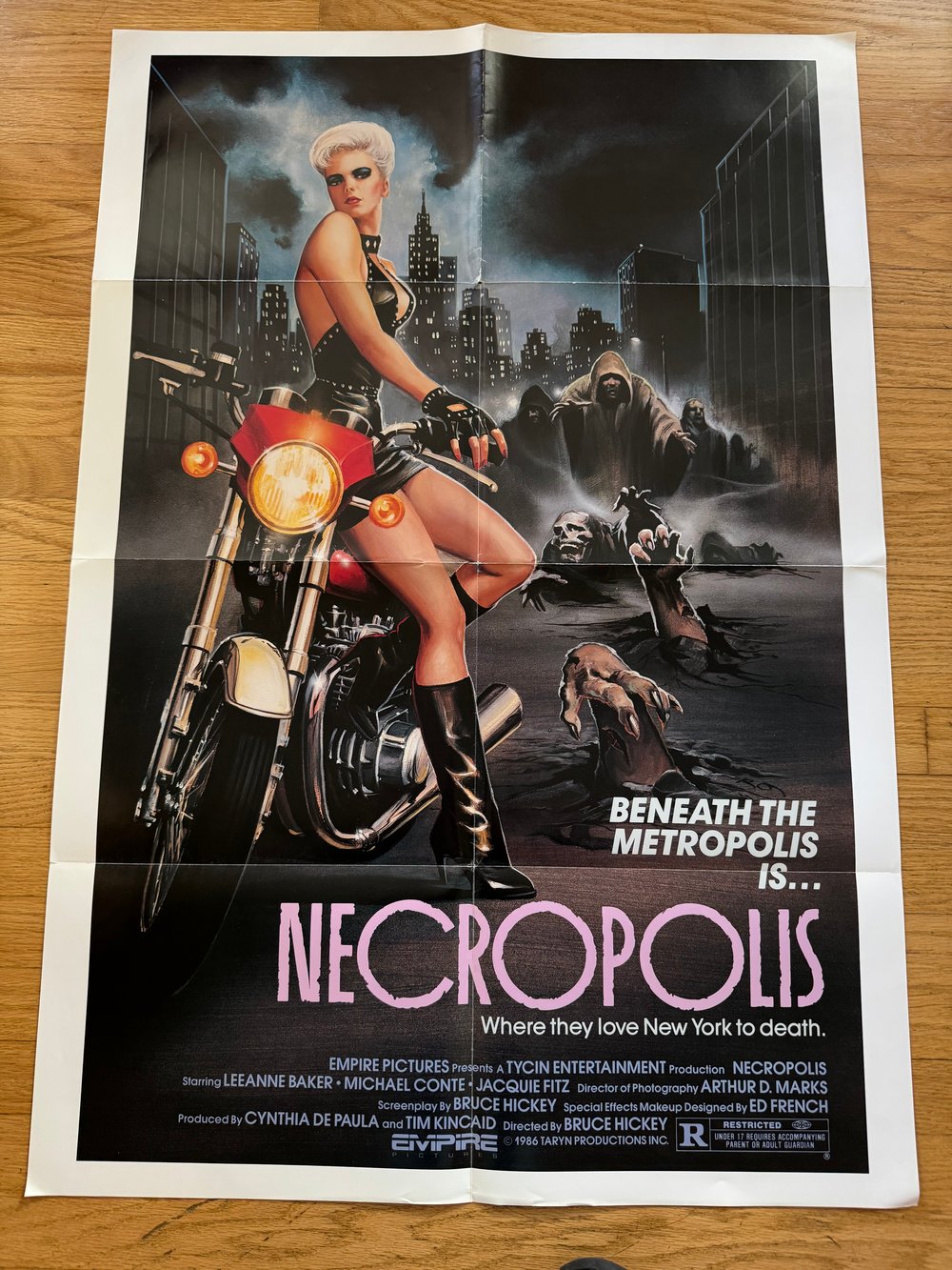 1986 NECROPOLIS Original U.S. Theatrical One Sheet Movie Poster