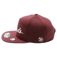 Image 2 of “BASSTARD” 3D Puff Embroidered 5 panel mesh hat - Burgundy