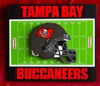 Image 1 of Tampa Bay Buccaneers Hand Crafted NFL 3D Wooden Team Helmet Wall Hanging Artwork.