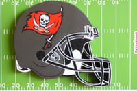 Image 2 of Tampa Bay Buccaneers Hand Crafted NFL 3D Wooden Team Helmet Wall Hanging Artwork.