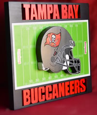 Image 5 of Tampa Bay Buccaneers Hand Crafted NFL 3D Wooden Team Helmet Wall Hanging Artwork.