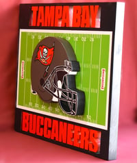 Image 6 of Tampa Bay Buccaneers Hand Crafted NFL 3D Wooden Team Helmet Wall Hanging Artwork.