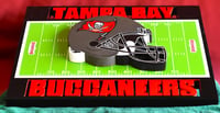 Image 8 of Tampa Bay Buccaneers Hand Crafted NFL 3D Wooden Team Helmet Wall Hanging Artwork.