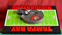 Image 9 of Tampa Bay Buccaneers Hand Crafted NFL 3D Wooden Team Helmet Wall Hanging Artwork.