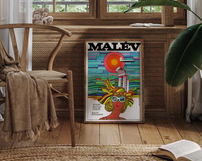 Fly Malev to Mediterranean | Máté András | 1966 | Vintage Travel Poster | Home Decor