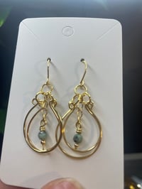 Image 1 of African turquoise double ring earrings 