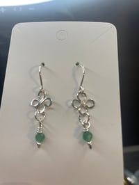 Image 1 of Green aventurine 4leaf clover Sterling silver earrings 