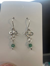 Image 2 of Green aventurine 4leaf clover Sterling silver earrings 