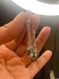 Image 3 of Red garnet with green aventurine dangled earrings 