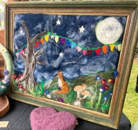 Image 1 of Hand felted Fox at Midnight Wall hanging