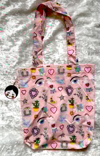 Image 2 of Full Fabric Cotton Handmade Tote Bag - Various Designs
