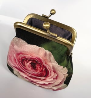 Image of Winter rose, velvet kisslock coin purse