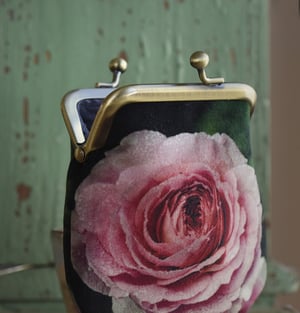 Image of Winter rose, velvet kisslock coin purse