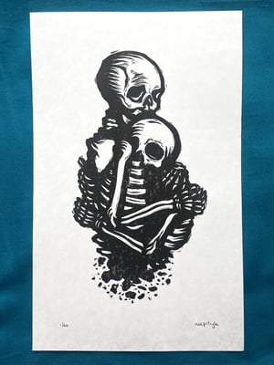 A grave, a grave, to put these lovers in... linocut print
