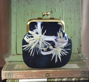 Image of Clematis, velvet kisslock coin purse
