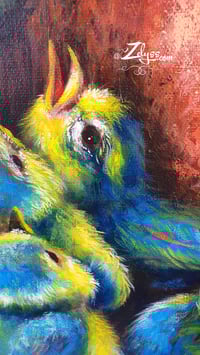 Image 2 of ‘Blue tit and birdies’ - Acrylics on deep-edge canvas.