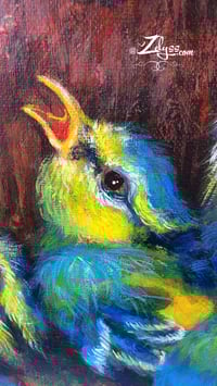 Image 3 of ‘Blue tit and birdies’ - Acrylics on deep-edge canvas.