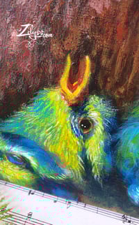 Image 5 of ‘Blue tit and birdies’ - Acrylics on deep-edge canvas.
