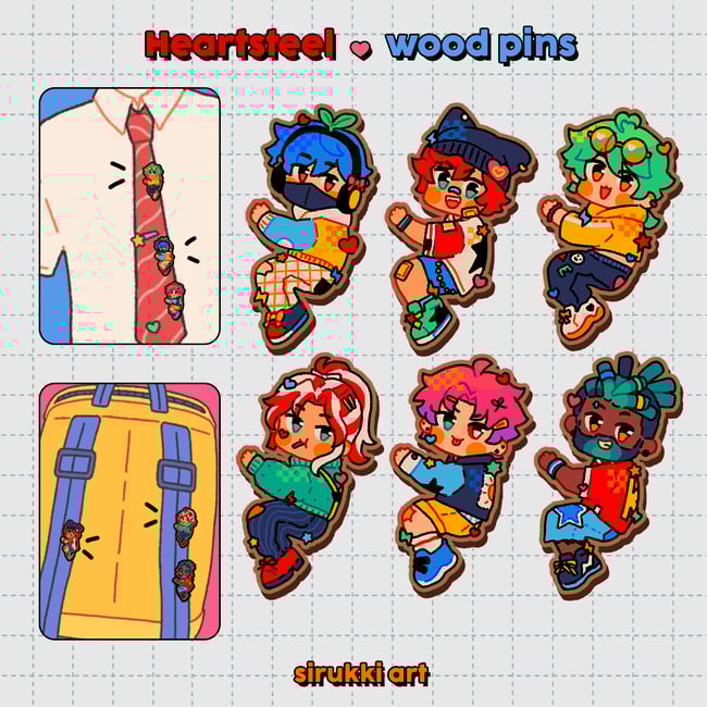 PRE-ORDER! Heartsteel wood pins