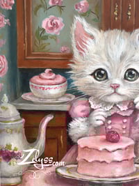 Image 3 of 🧁🍰Kitty loves cake🍰🧁 - Acrylics painting