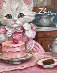 Image 4 of 🧁🍰Kitty loves cake🍰🧁 - Acrylics painting