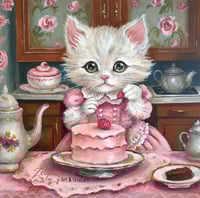 Image 1 of 🧁🍰Kitty loves cake🍰🧁 - Acrylics painting