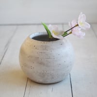 Image 5 of Rustic Round Speckled White Vase, Handcrafted Pottery Made in USA