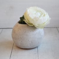 Image 6 of Rustic Round Speckled White Vase, Handcrafted Pottery Made in USA