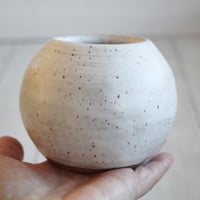 Image 7 of Rustic Round Speckled White Vase, Handcrafted Pottery Made in USA