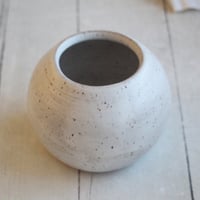 Image 8 of Rustic Round Speckled White Vase, Handcrafted Pottery Made in USA