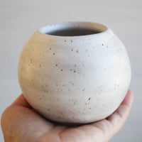 Image 9 of Rustic Round Speckled White Vase, Handcrafted Pottery Made in USA