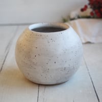 Image 10 of Rustic Round Speckled White Vase, Handcrafted Pottery Made in USA