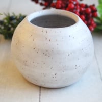 Image 2 of Rustic Round Speckled White Vase, Handcrafted Pottery Made in USA