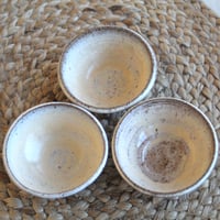 Image 6 of Three Rustic Prep Bowls in Milk and Honey Glaze, Handcrafted Small Bowls, Made in the USA