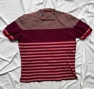 Prada Knitted Wool Red Stripe Tee Shirt - Size M